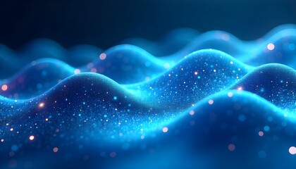 Aufkleber - An abstract composition of cool-toned iridescent waves, resembling a digital data flow
