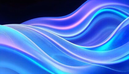 Aufkleber - An abstract composition of cool-toned iridescent waves, resembling a digital data flow