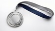 © art - Silver medal with navy and grey ribbon.