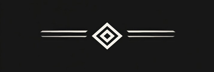 Leinwandbilder - Geometric design featuring a diamond shape with lines on a black background during a modern art exhibition. Generative AI