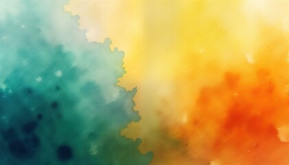 Aufkleber - Vibrant abstract watercolor painting. Dynamic mix of mustard yellow teal, burnt orange hues. Artistic brushstrokes create flowing patterns on canvas. Trendy colors blend smoothly into unique design.