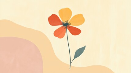 Poster - Colorful flower illustration with simple design set against a soft background. Generative AI