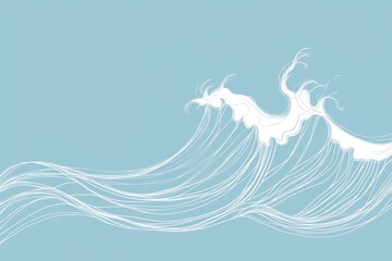 Aufkleber - Illustration of graceful waves against a serene blue background capturing the essence of ocean beauty and tranquility. Generative AI