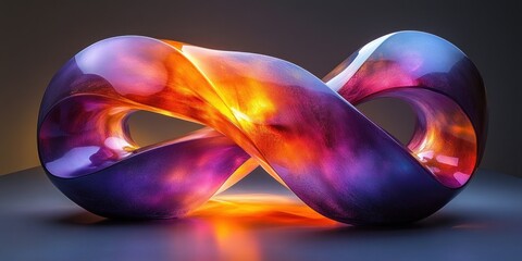 Leinwandbilder - Modern Abstract Sculptural Form in Glossy Purple Gradient with Minimalist Design