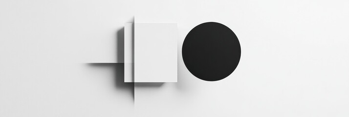 Aufkleber - Modern minimalist design featuring geometric shapes in black and white on a clean background. Generative AI