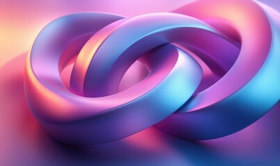 Leinwandbilder - Futuristic Abstract 3D Rings in Soft Neon Light Gradient Background