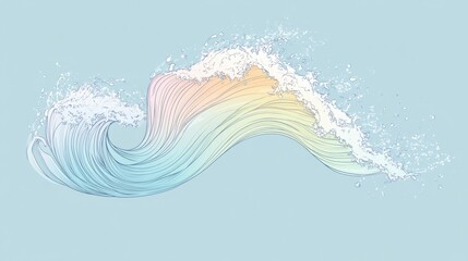Poster - Colorful wave illustration with soft pastel tones and dynamic movement in a serene digital setting. Generative AI