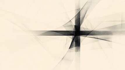 Leinwandbilder - Abstract black and white lines creating a dynamic composition with soft curves and sharp angles in a minimalistic style. Generative AI