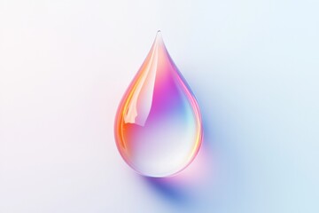 Leinwandbilder - Colorful water droplet with gradient reflections on a soft pastel background during daylight. Generative AI