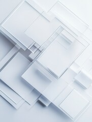 Aufkleber - Abstract composition of transparent shapes layered on light background creating modern art effect. Generative AI