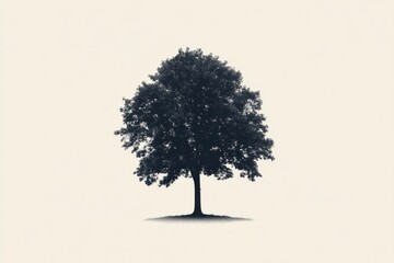 Aufkleber - Solitary tree standing tall against a light background, showcasing natures beauty and tranquility in a minimalist style. Generative AI