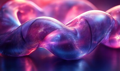 Poster - Futuristic Abstract Composition with 3D Rings in Deep Purple and Vibrant Blue
