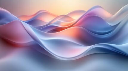 Aufkleber - Wavy Gradient Background in Soft Blues and Purples Minimalist Abstract Design