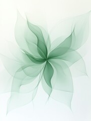 Aufkleber - Delicate green abstract art featuring swirling shapes and smooth lines on a light background. Generative AI