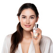 © Studio - a beautiful woman holding a serum bottle skincare isolated