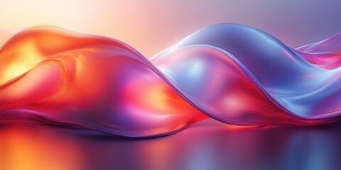 Aufkleber - Iridescent Abstract Glass Composition with Smooth Curves and Soft Lighting