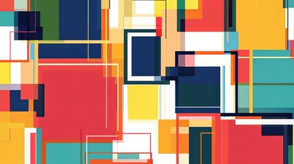 Poster - Colorful geometric patterns create an abstract visual display showcasing vibrant shapes and lively hues. Generative AI