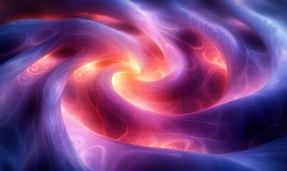 Poster - Futuristic Abstract Design Spiraling Blue and Purple Gradient Rings 3D Render