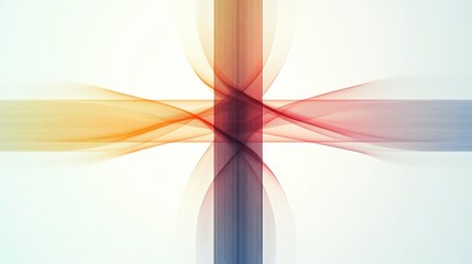 Leinwandbilder - Colorful abstract lines intersecting in a dynamic pattern on a light background with soft curves and gradients. Generative AI