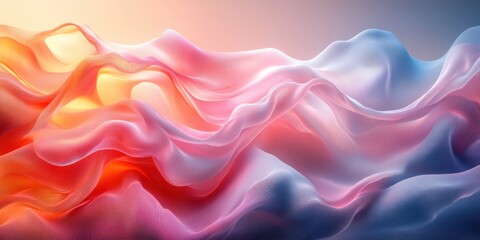 Aufkleber - Translucent Swirling Shapes Minimalist Abstract Composition Soft Pastel Colors Gentle Diffused Lighting