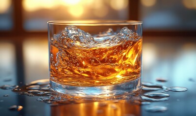 Aufkleber - Swirling Liquid in Glass with Colorful Refraction and Soft Diffused Lighting