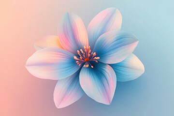 Leinwandbilder - Colorful blossom enhances the serene atmosphere of a soft gradient background during a calming moment. Generative AI