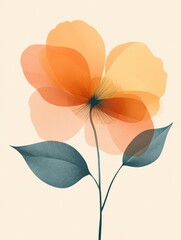 Poster - Vibrant orange flower with delicate petals and leaves on a soft background capturing natures beauty. Generative AI
