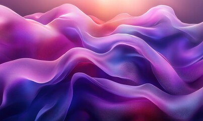 Poster - 3D Abstract Minimalist Curves in Purple and Blue with Gradient Lighting
