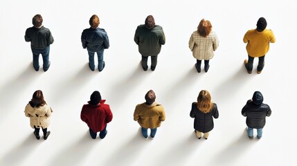overhead shot featuring male and female figures.
