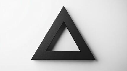 Fototapete - Black triangular shape on a clean white background highlighting minimalist design elements and geometric abstraction in art. Generative AI