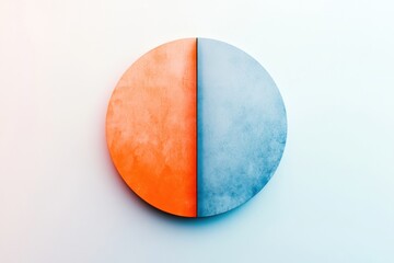 Aufkleber - Colorful abstract circular design split into orange and blue halves on a minimalist background. Generative AI