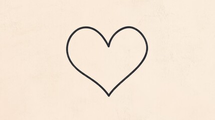 Aufkleber - Simple heart outline drawn on a plain background representing love and affection in minimalistic art style. Generative AI