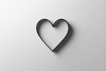 Aufkleber - Heart shaped object cast a shadow on a light gray background creating a modern minimalist aesthetic. Generative AI
