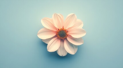 Aufkleber - Delicate pink flower with soft petals against a light blue background showcases natures beauty and simplicity. Generative AI