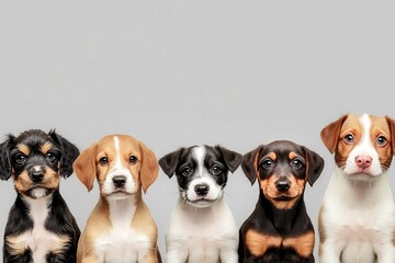 puppies against a gray backdrop