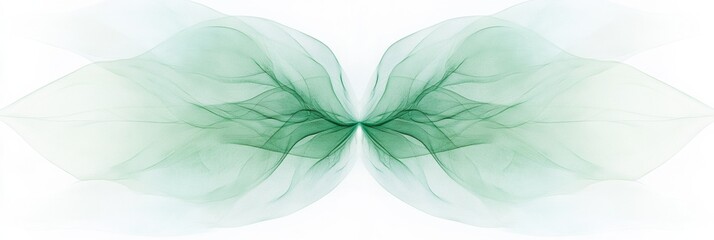 Aufkleber - Green abstract design with flowing shapes and soft edges in a symmetrical layout. Generative AI