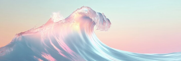 Aufkleber - Beautiful pastel wave crashing against the shoreline during a calm sunset with a tranquil sky. Generative AI