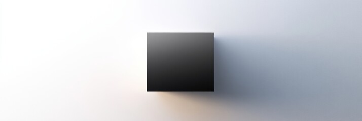 Aufkleber - Black cube casting shadow against a light background in a minimalist setting showcasing geometric design. Generative AI