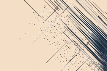 Aufkleber - Abstract geometric design featuring dynamic lines and dots in neutral tones with a modern aesthetic for contemporary art. Generative AI