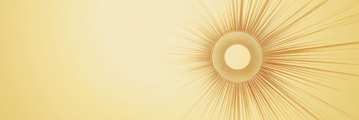 Leinwandbilder - Golden sunburst pattern radiating warmth and light over a soft yellow background in a serene and calm atmosphere. Generative AI