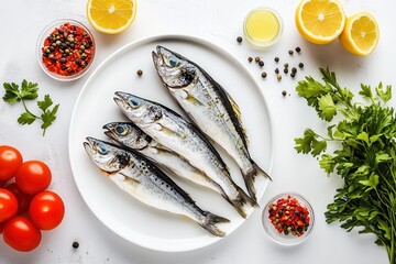 Poster - Top view of mackerel curry on a white plate Thai dish