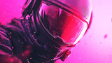 Neon Future: A close-up of a futuristic pilot, silhouetted against a vibrant pink neon backdrop, their helmet reflecting the surrounding energy. The image exudes a sense of mystique and mystery.