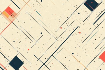 Fototapete - Abstract geometric pattern featuring lines and shapes on a light background. Generative AI