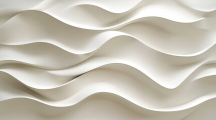 Aufkleber - Flowing folds of textured white material creating a modern decorative design in an indoor space. Generative AI
