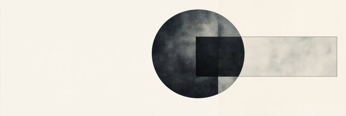 Aufkleber - Abstract geometric shapes juxtaposed against a muted background create a striking visual composition in contemporary art. Generative AI