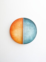 Leinwandbilder - Circular wall art depicting a gradient transition from warm orange to cool blue hues in a modern interior space. Generative AI