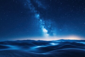 Starlit Night Sky and Rolling Hills under Moonlight in Harz Germany