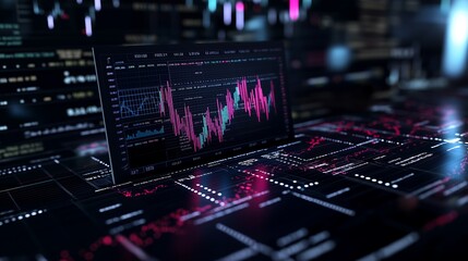 Wall Mural - digital spreadsheet showcasing quarterly revenue trends and market share analysis on a high-resoluti