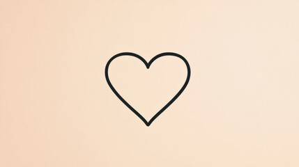 Aufkleber - Minimalist heart outline on a soft peach background for emotional expression and aesthetic design. Generative AI