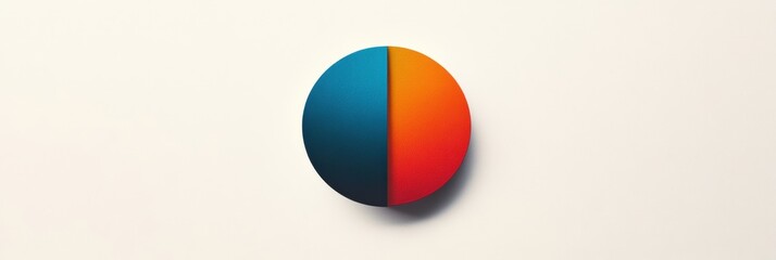 Aufkleber - Colorful split circle design with contrasting blue and orange halves placed on a light background. Generative AI